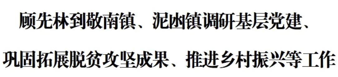 顾先林到敬南镇、泥凼镇调研基层党建、巩固拓展脱贫攻坚成果、推进乡村振兴等工作(图1)