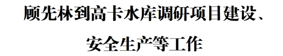 顾先林到高卡水库调研项目建设、安全生产等工作(图1)