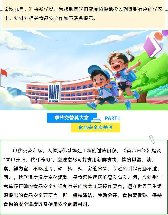 2025年秋季开学季食品安全消费提示(图1)