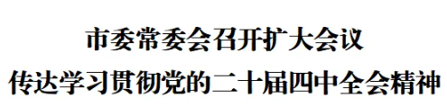 市委常委会召开扩大会议 传达学习贯彻党的二十届四中全会精神(图1)